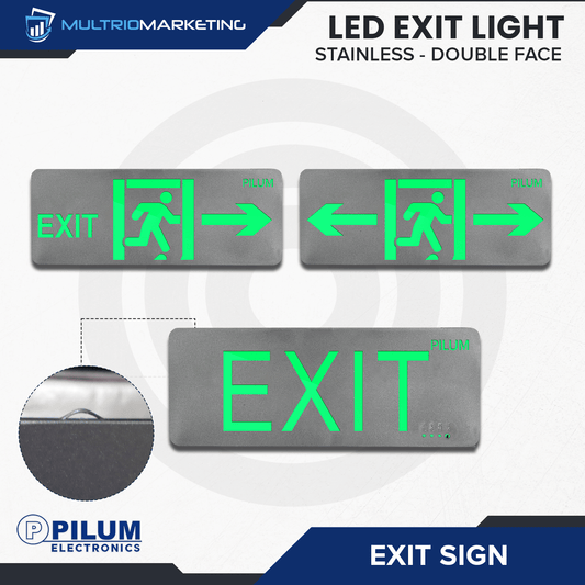 LED Exit Sign - Double Face - Stainless