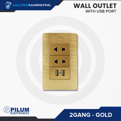 Wall Outlet - with USB Port - Gold