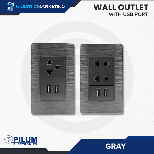 Wall Outlet - with USB Port - Gray