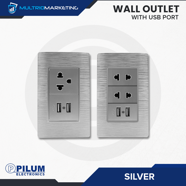 Wall Outlet - with USB Port - Silver